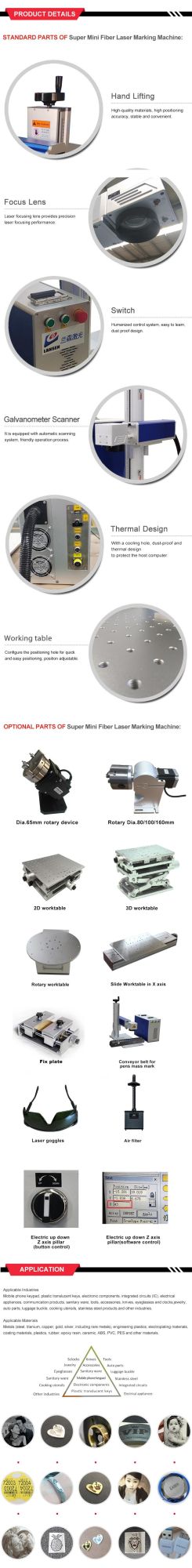 Newly Jewelry Metal Tube Fiber Laser Marker Raycus 20W