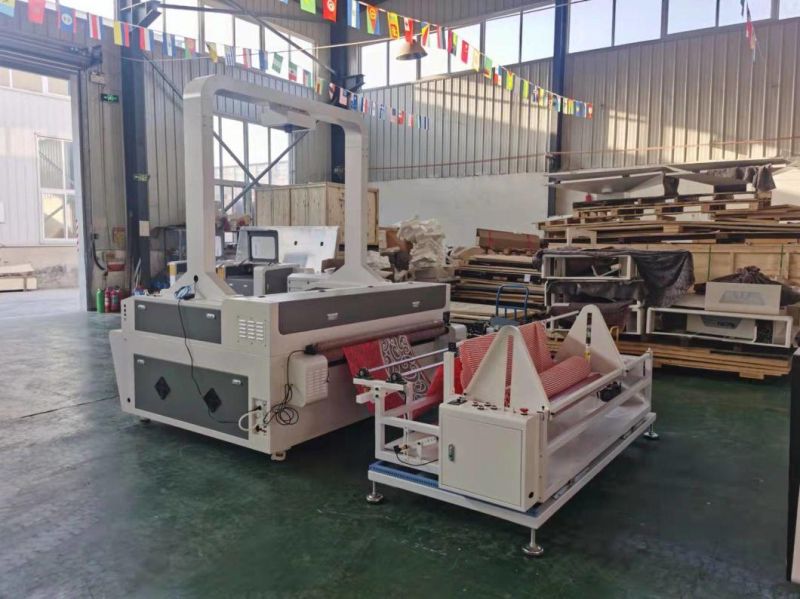 Auto Feeding CO2 Laser Cutting Machine for Cloth Fabric Leather Fiberglass Fabric Garments with CCD