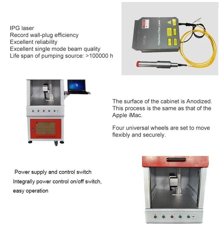 Raycus 50W Enclosed Fiber Laser Marking Machine for Aluminum Steel