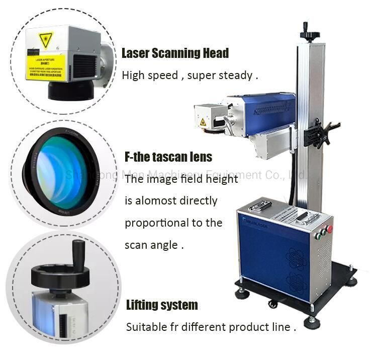 Mini 30W Flying Fiber Laser Marking Machine with Conveyor Belt