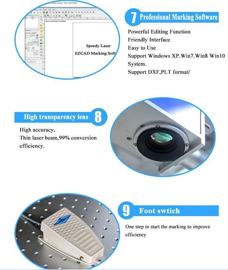 50W Ipg Raycus Max Metal Parts Fiber Laser Engraving Marking Machine