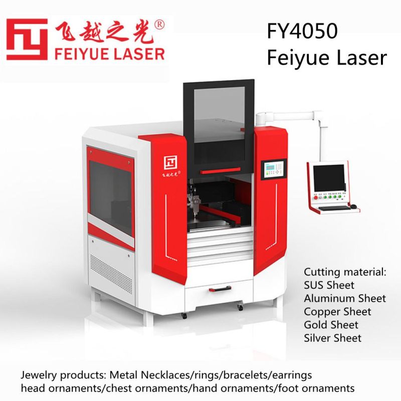 Fy4050A Sheet Metal Processing Feiyue Laser Fiber Cutter Machines Necklace Rings Bracelets CNC Precision Ss Steel Copper Aluminum Titanium Laser Cutting Machine