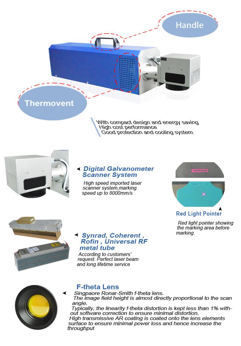 20W CO2 Metal RF Tube Laser Marking Machine for Paper Card Engraving