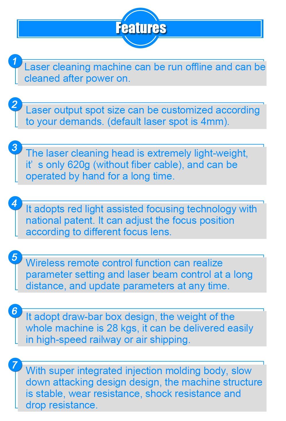 Portable 100 Watts Jpt Laser Paint Rust Removal Cleaning Machine