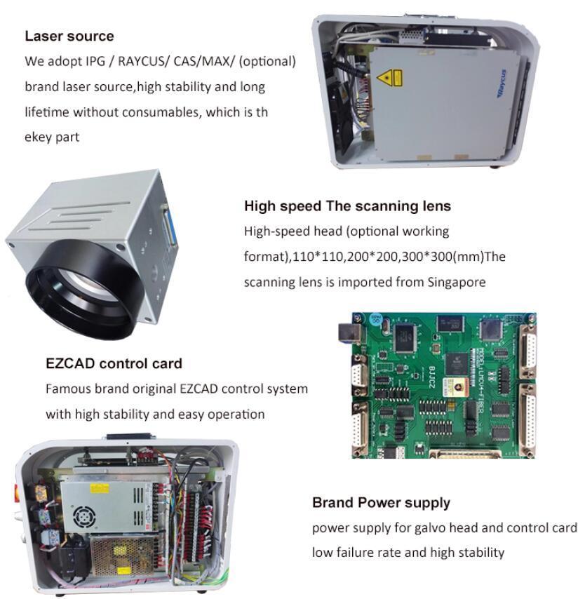 30W 50W Portable Laser Marking Machine for Stainless Steel Pipe Plastic
