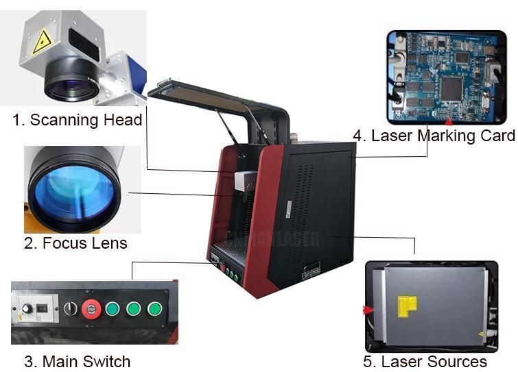 Full Enclosed Desktop Fiber Mobile Laser Marking Engraving Machine