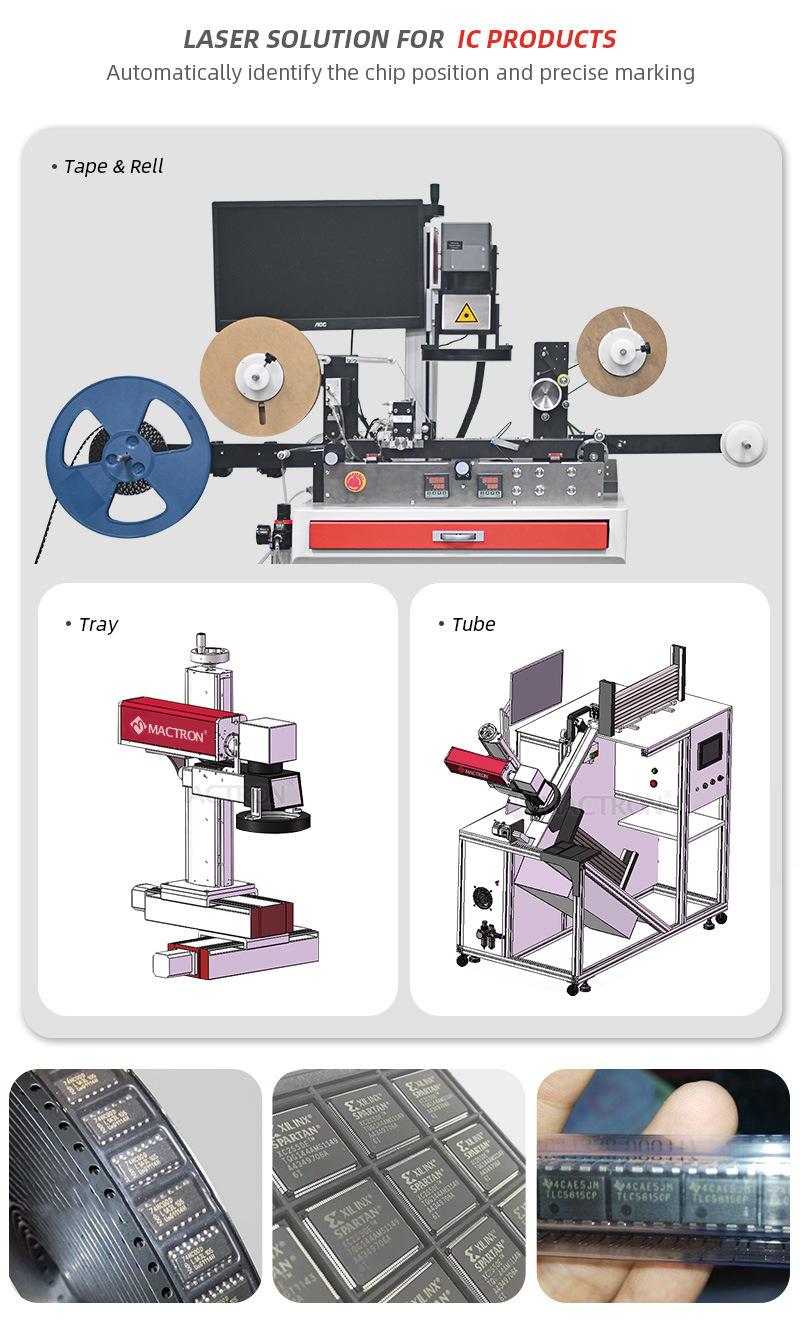 IC Fiber Laser Marking Machine with CCD and Conveyor Belt