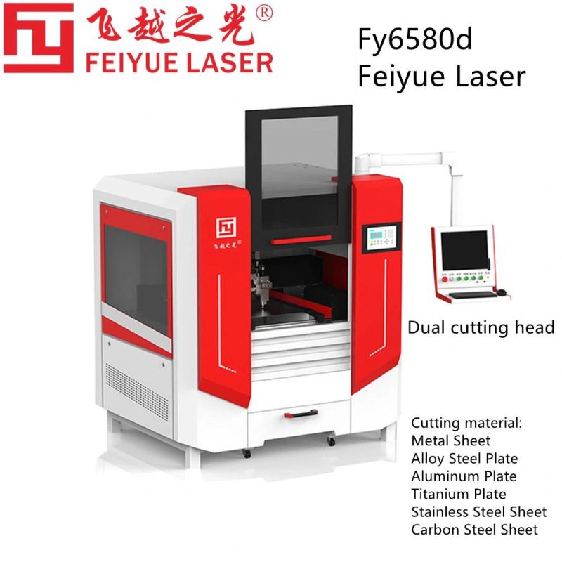 Fy6580d Feiyue Laser Duble Cutting Head CNC Laser Cutting Machine Price Laser Jet Cutting Machine Steel Aluminum Carbon Stainless Steel Sheet Metal Laser Cutter