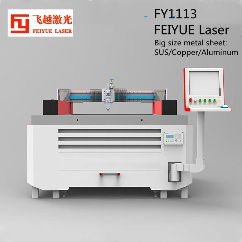 Fy1113 High Precision Laser Cutter Feiyue Big Industrial 2kw Laser Cutting Machine Aluminum Sheet Blanking Shearing Sheet Metal Fiber Laser Cutting Machine