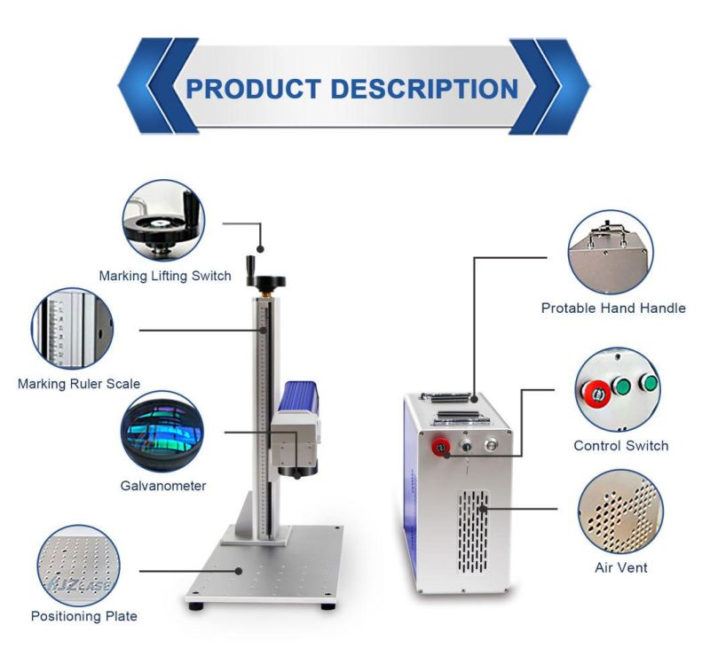 Portable Mini Metal Fiber Laser Marker Laser Marking Engraving Etching Laser Engraver Machine for Pen Logo Printing Numbering Coding on Plastic Metal