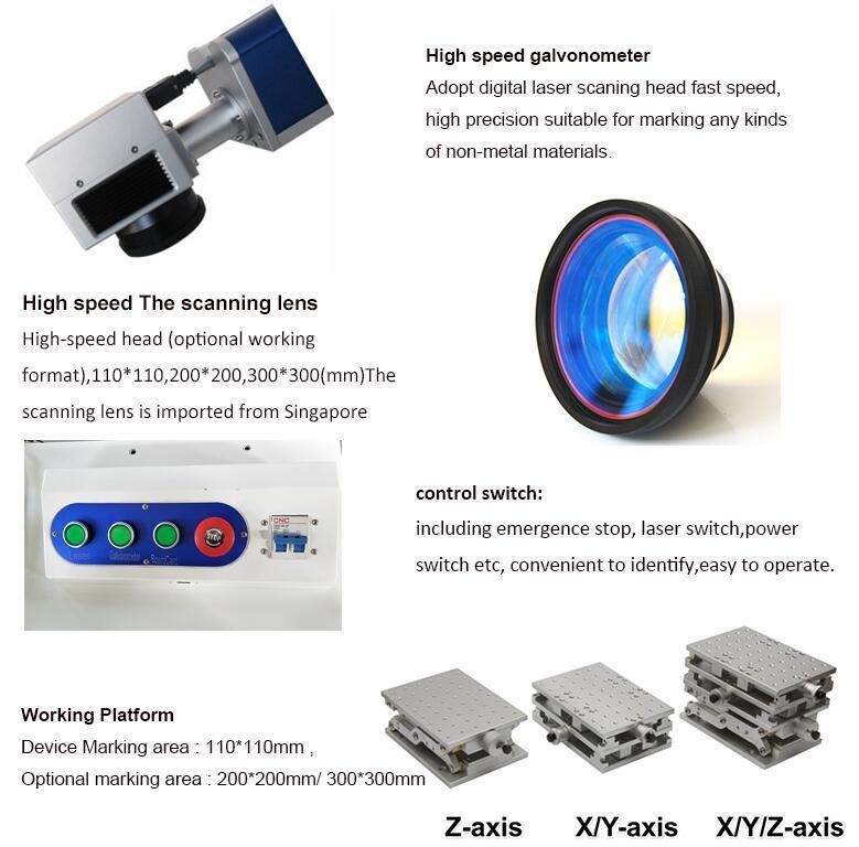 Sun-Glass Mobile Watch Phones Laser Marking Machine 30W with Rotary Devices