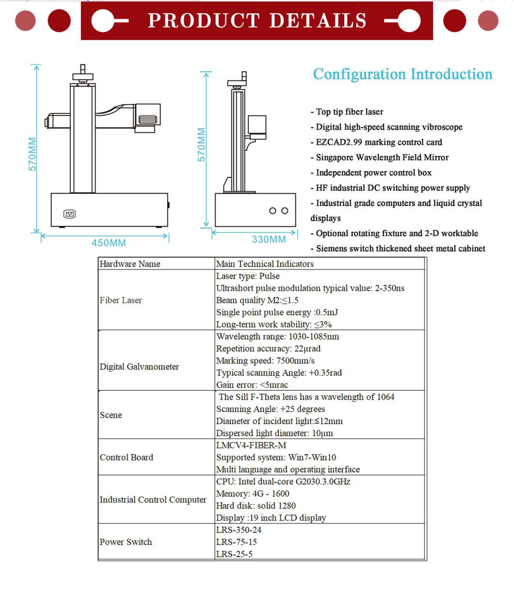 Max 50W High Power Integrated Computer Smart Desktop Fiber Laser Machine for Industrial Marking