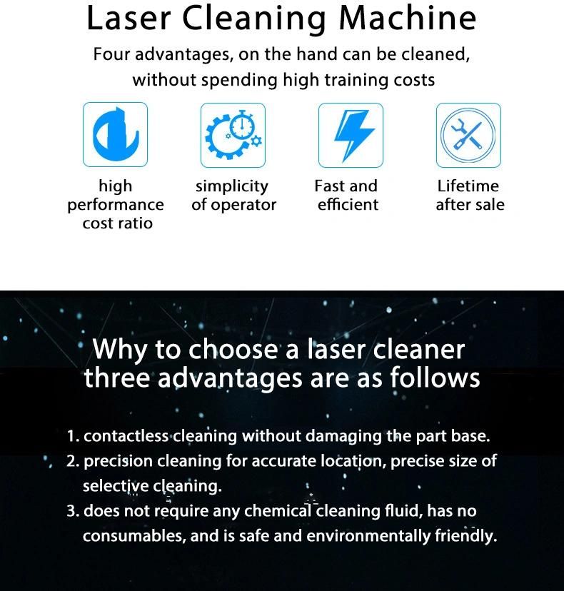 100W Portable Manual Laser Cleaning Machine Price Laser Rust Remover Machine Price for Used for Metal Steel Mold Removal Painting/Oxide Film/Glue