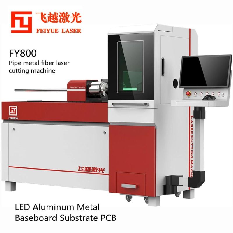 Fy800 Tube Pipe Metal Processing Industry Feiyue Laser 1000/1500 Watts CNC Tube Aluminum Ss Steel Metal Copper Titanium Precision Fiber Laser Cutting Machine