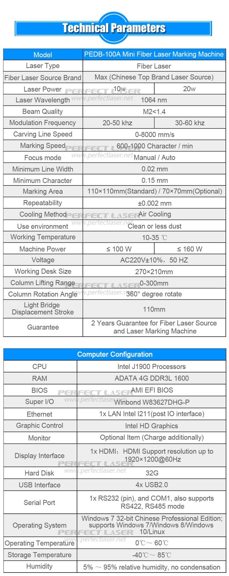 20W Mini Portable Fiber Laser Marking Machine Pedb-100A