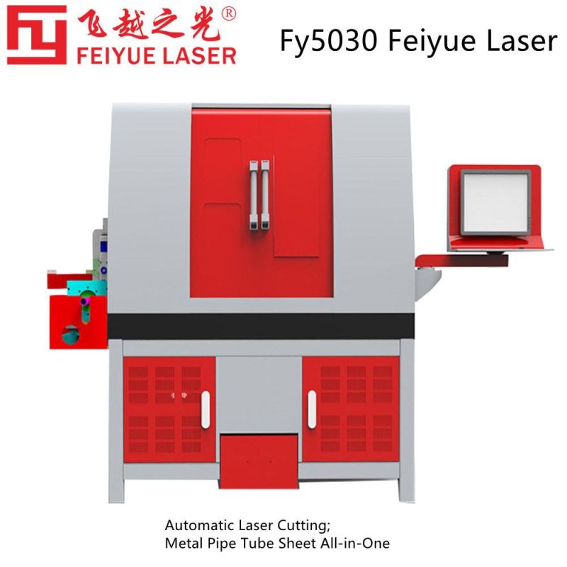 Fy5030 Feiyue Automatic Laser Cutting Machine CNC Laser Precision Metal Pipe Tube Sheet All-in-One Cutting Machine Stainless Steel Aluminium Best Laser Cutter