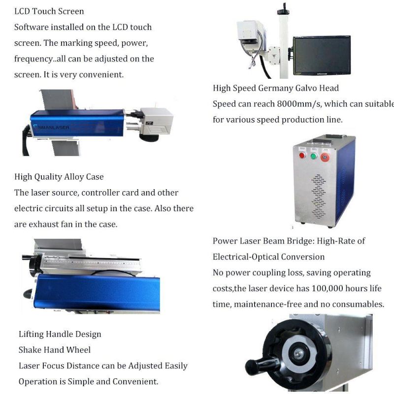 20W 30W Fiber Online Flying Laser Marking Machine for Metal