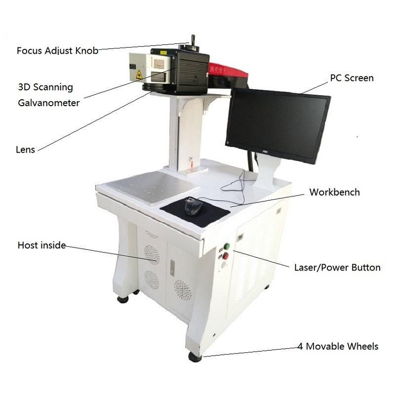 Haiyi 3D Color Printed Fiber Laser Marking Machine for Metal/Plastic/Tag/Key Chains/Pen