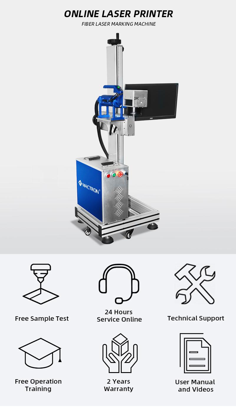 Online Production Flying Fiber 30W Laser Marking Machine with Automatic Adjustment