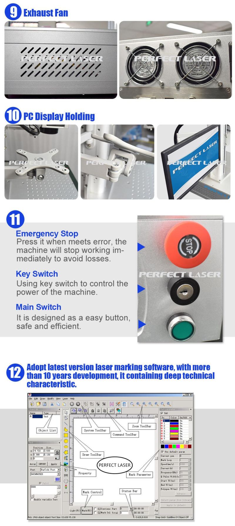 20W 30W 50W Optical Fiber Metal Logo Laser Marking Machine