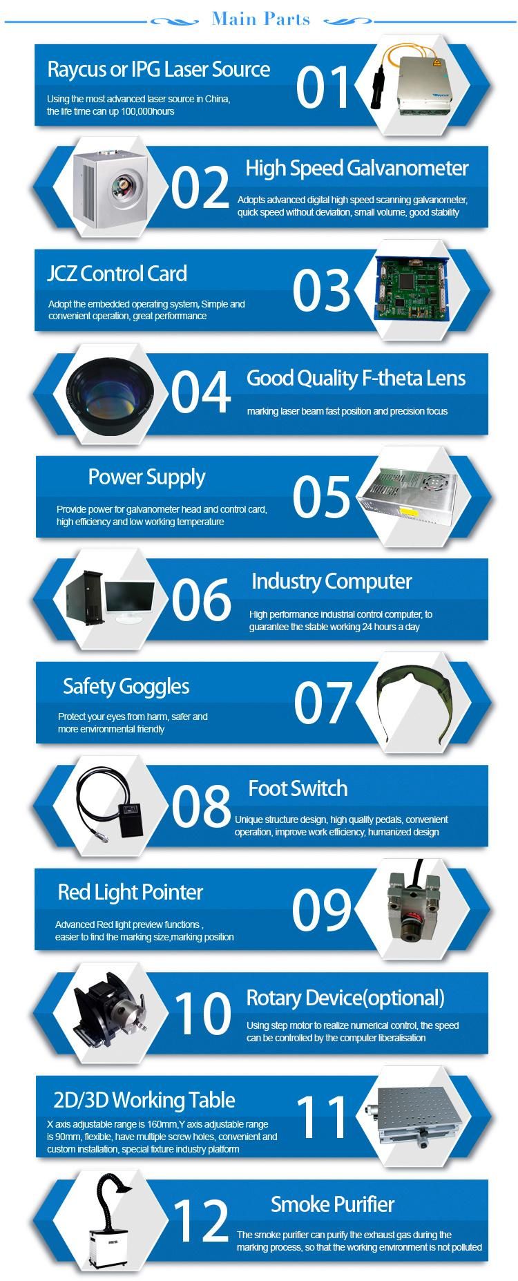 Portable 20W 30W 50W Laser Marking Machine with Ezcad Software