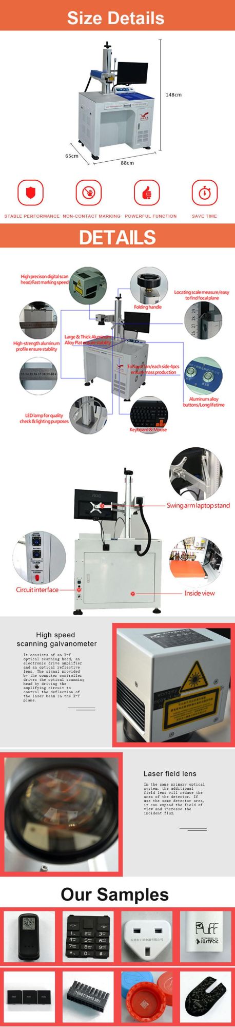 Dapeng 20W Mopa Laser Marking Machine for Jewellery