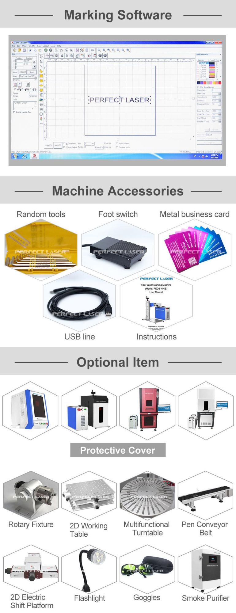 High Speed Desktop Stainless Steel Aluminum Fiber Laser Marking Machine
