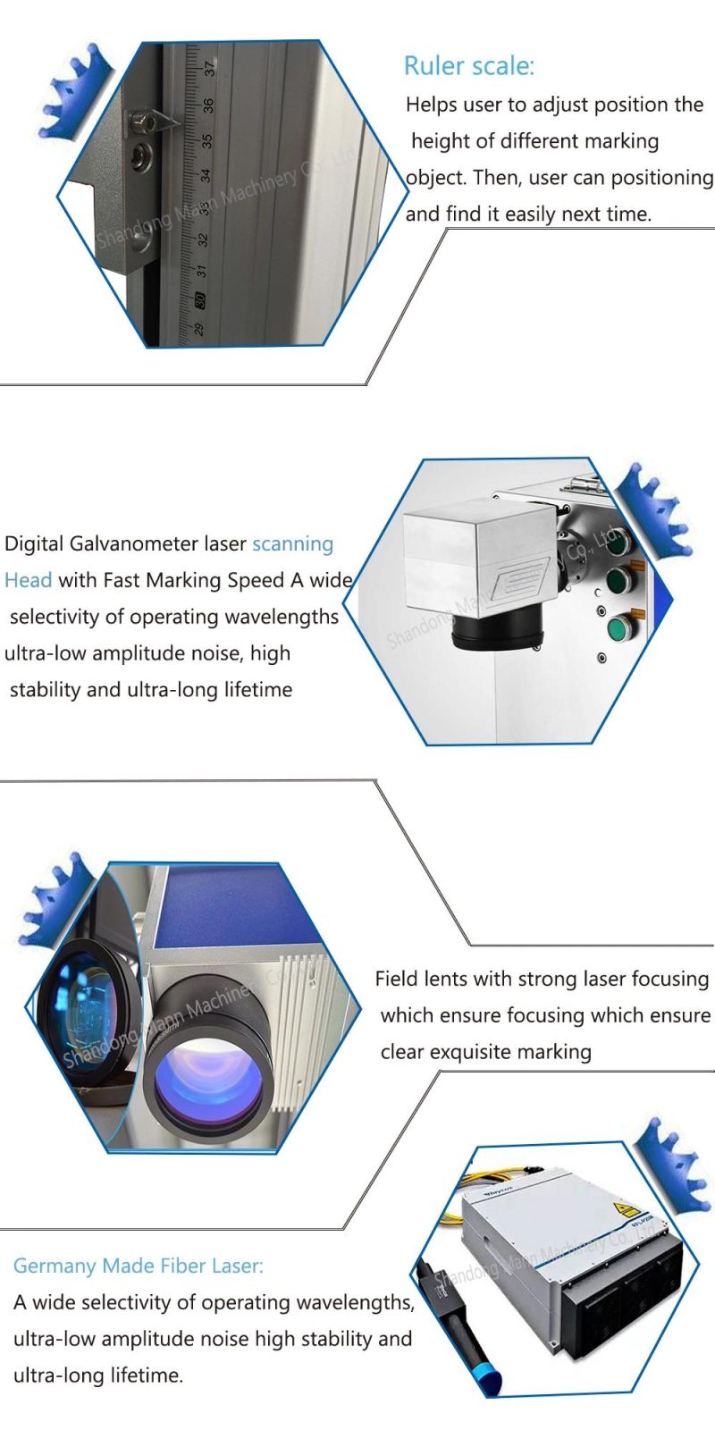 Easy Operating 3D Fiber Laser Marking Machine for Ring Glass