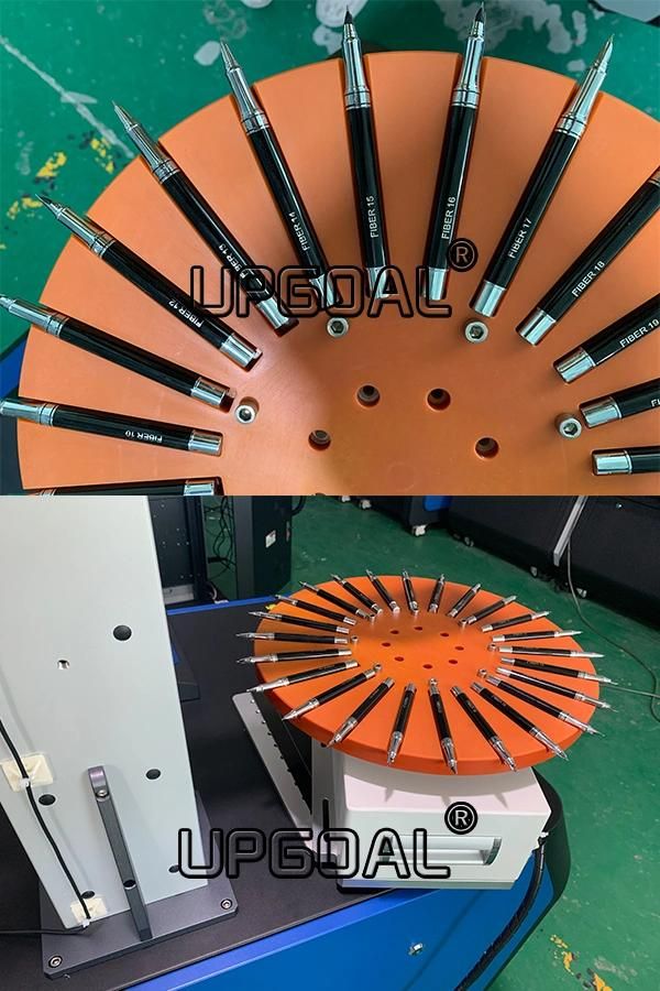 Batch of Pen Logo Fiber Laser Marking Engraving Machine with Rotary Disc & Auto Focusing