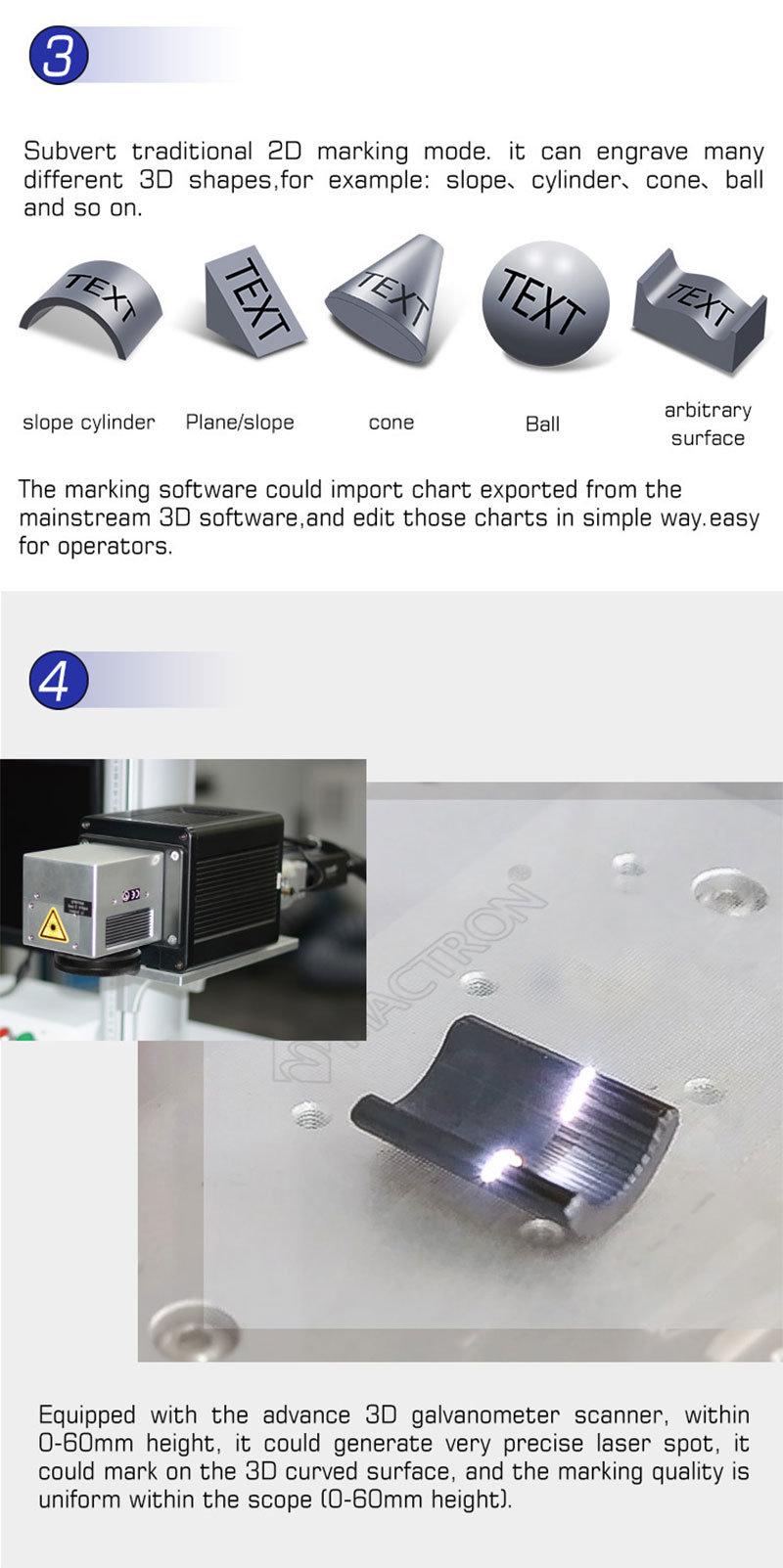 Gold Silver 30W 50W 3D Fiber Laser Marking / Etching / Engraving /Marking Machine Price