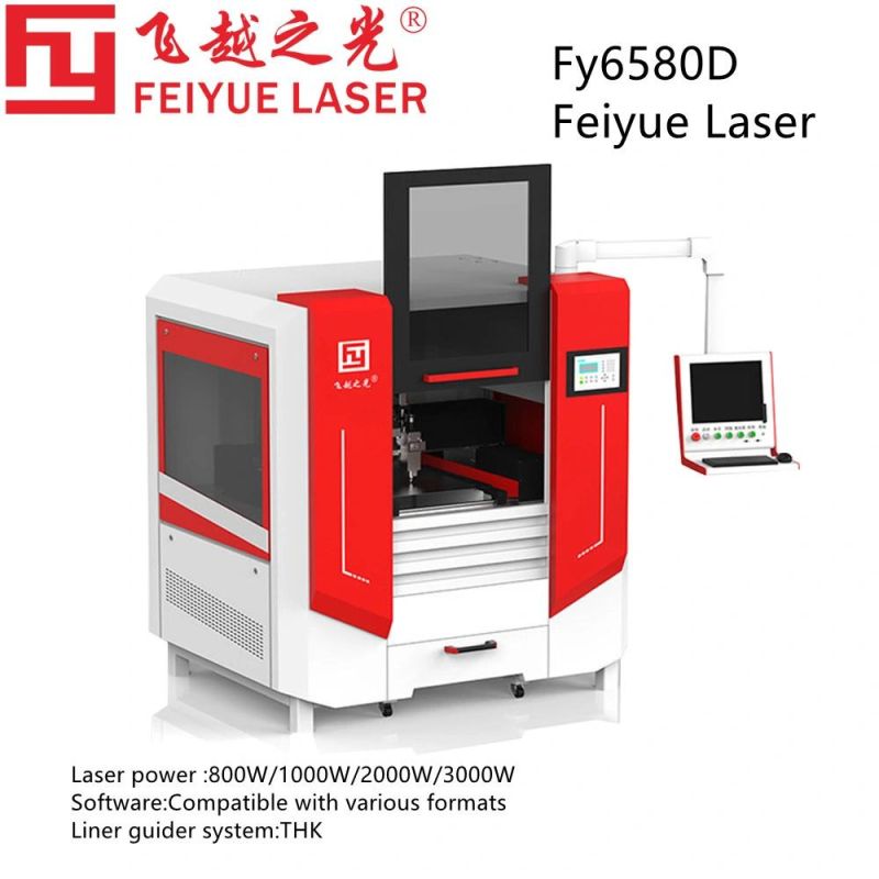 Fy6580d Feiyue 2021 Dual Double Laser Cutting Head CNC Precision Factory Industrial Manufacture Optical Fiber Laser Cutter Machine Metal Laser Cutting