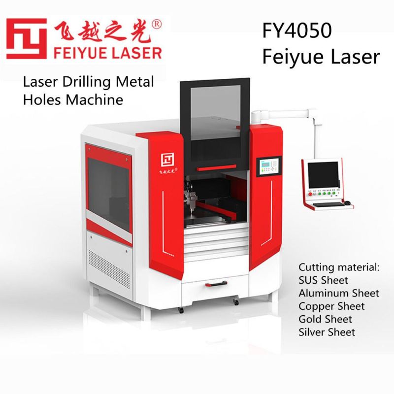 Fy4050A Laser Drilling Holes Machine Feiyue Laser Fiber Cutter Necklace Rings Jewelry Gold CNC Precision Ss Steel Copper Aluminum Titanium Laser Cutting Machine