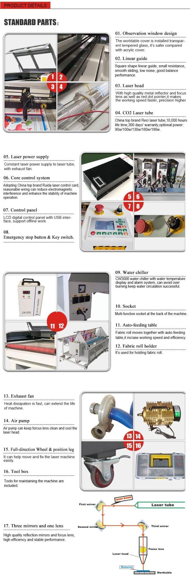 Large 1810 Laser Cut Engrave Fabric Leather Paper Plastic Auto Feeding Laser Cutting Machine