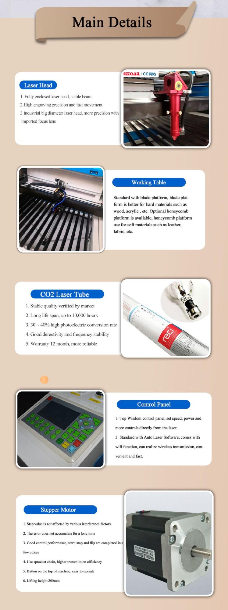 China CO2 Laser Cutter 1390 80W 100W 130W 150W Laser Cutting Engraving Machine for Acrylic and Plywood