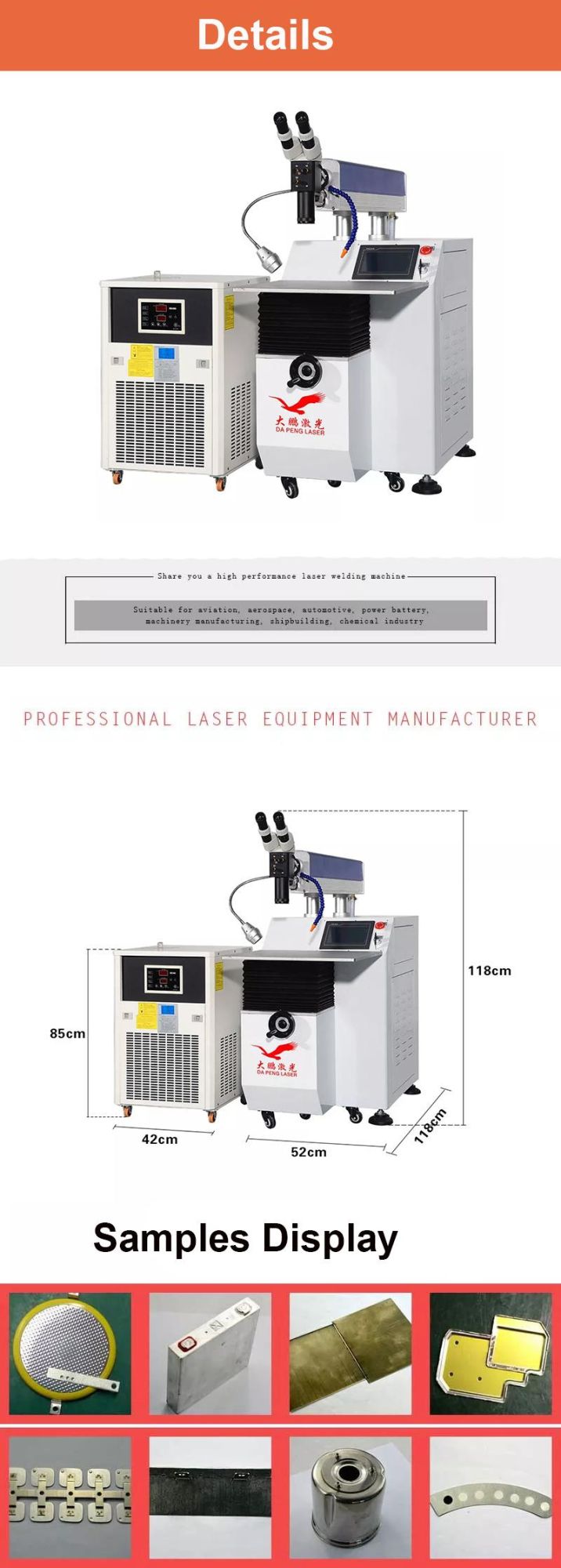 Dapeng 200W 300W Industrial High Precision Laser Spot Welding/Welder Machine China Manufacturer for 3D LED Letters