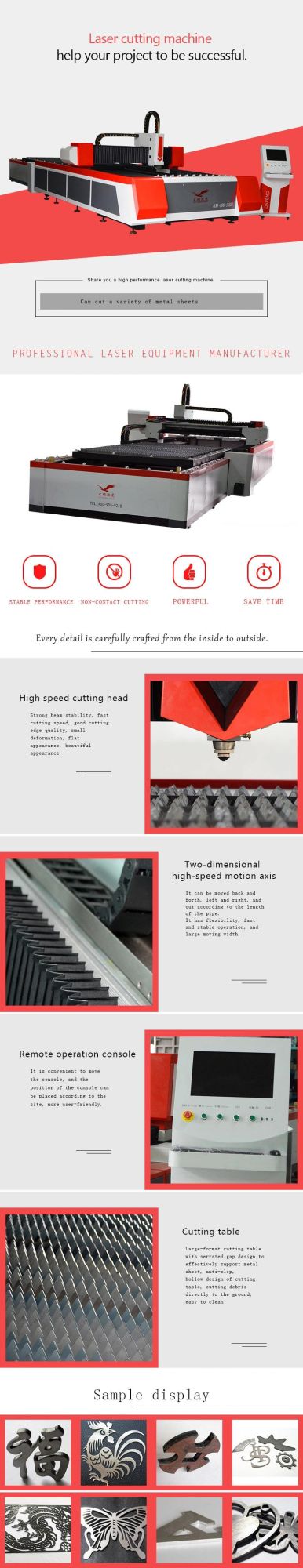 1000W CNC Fiber Laser Cutting Machine for 3mm Magnalium (O2)