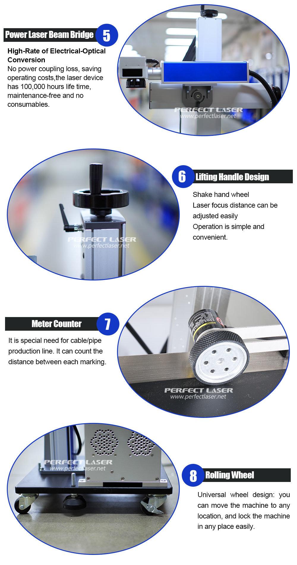 LCD Flying Metal Fiber Laser Marking Machine with Conveyor Belt