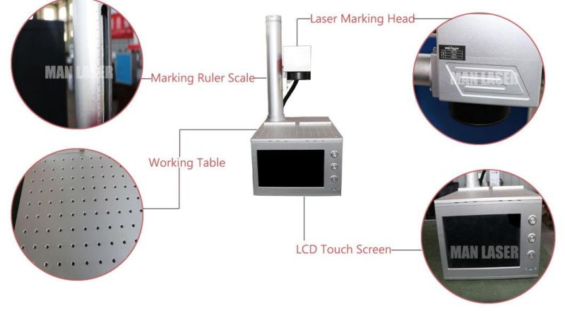 20W 30W 50W Portable Split Type Fiber Laser Marking Machine for Charging Line and The Remote Control