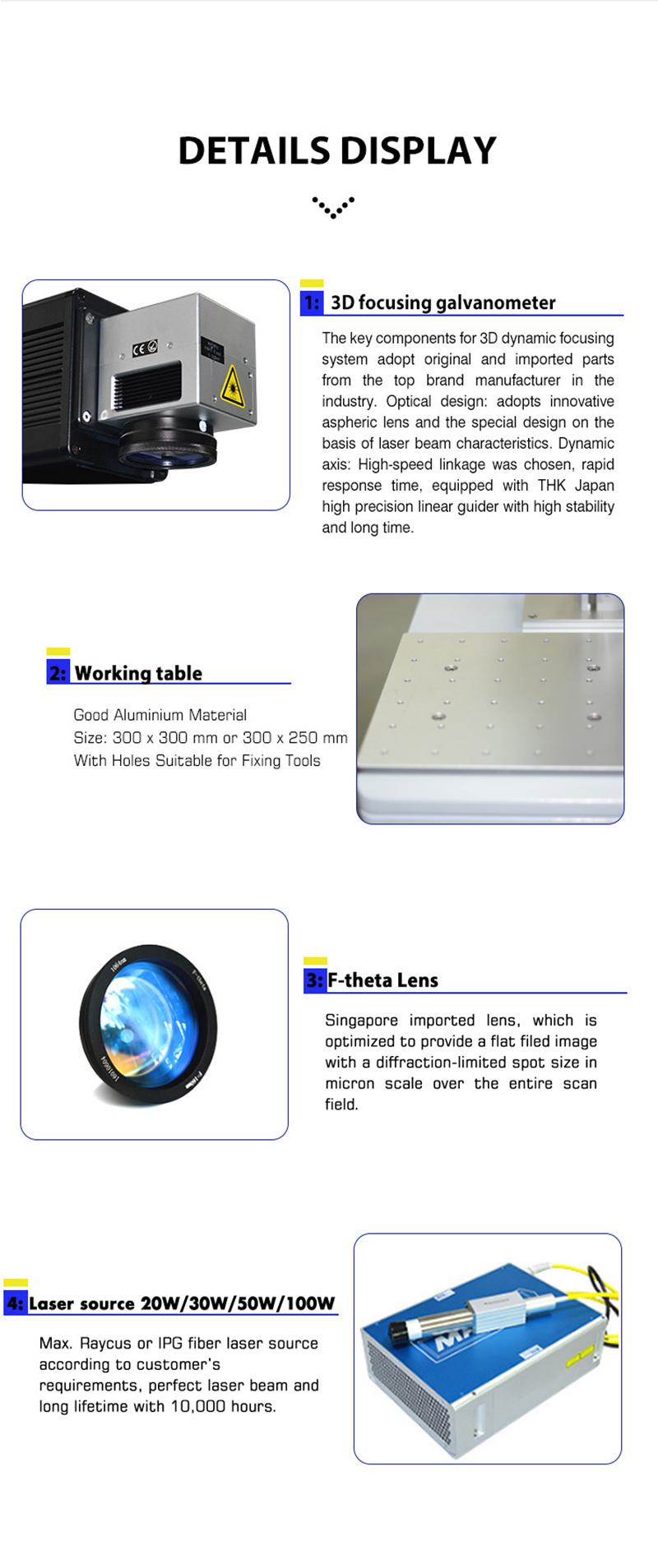 Gold Silver 30W 50W 3D Fiber Laser Marking / Etching / Engraving /Marking Machine Price