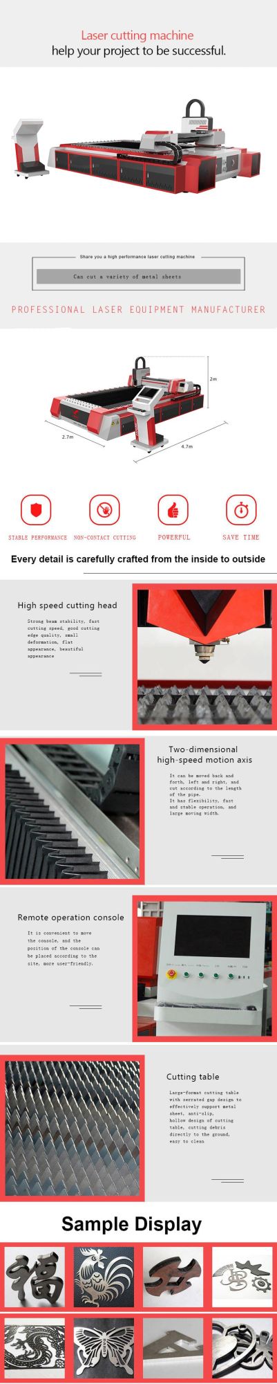 2000W Metal CNC Router Fiber Laser Cutting Machine with Ce ISO