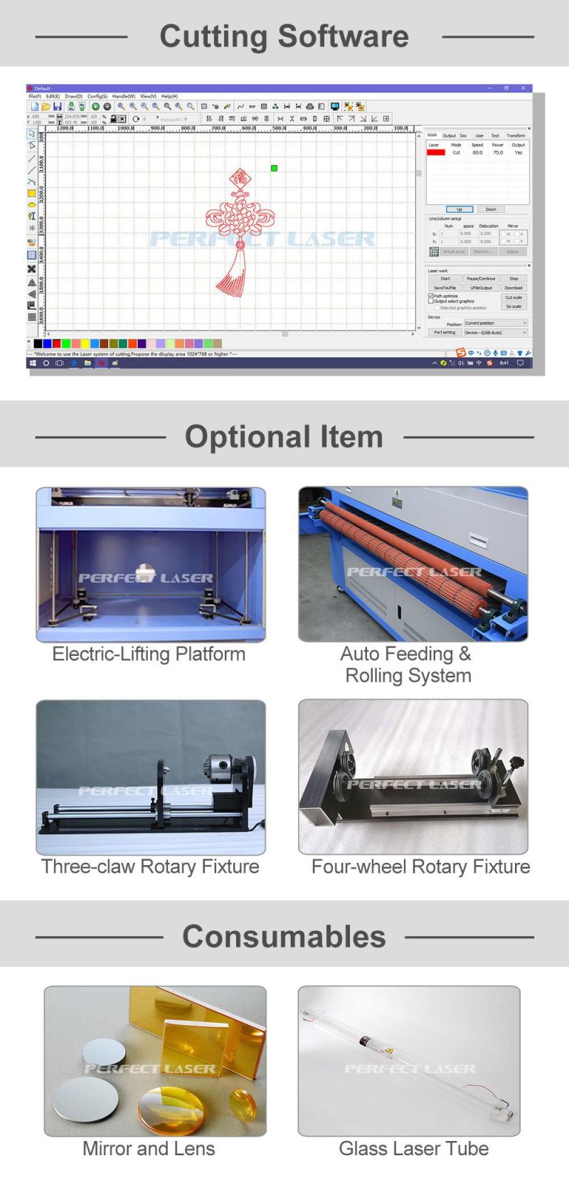 CO2 Laser Cutting Engraving Machine for Fabric/Textile/Acrylic/Wood