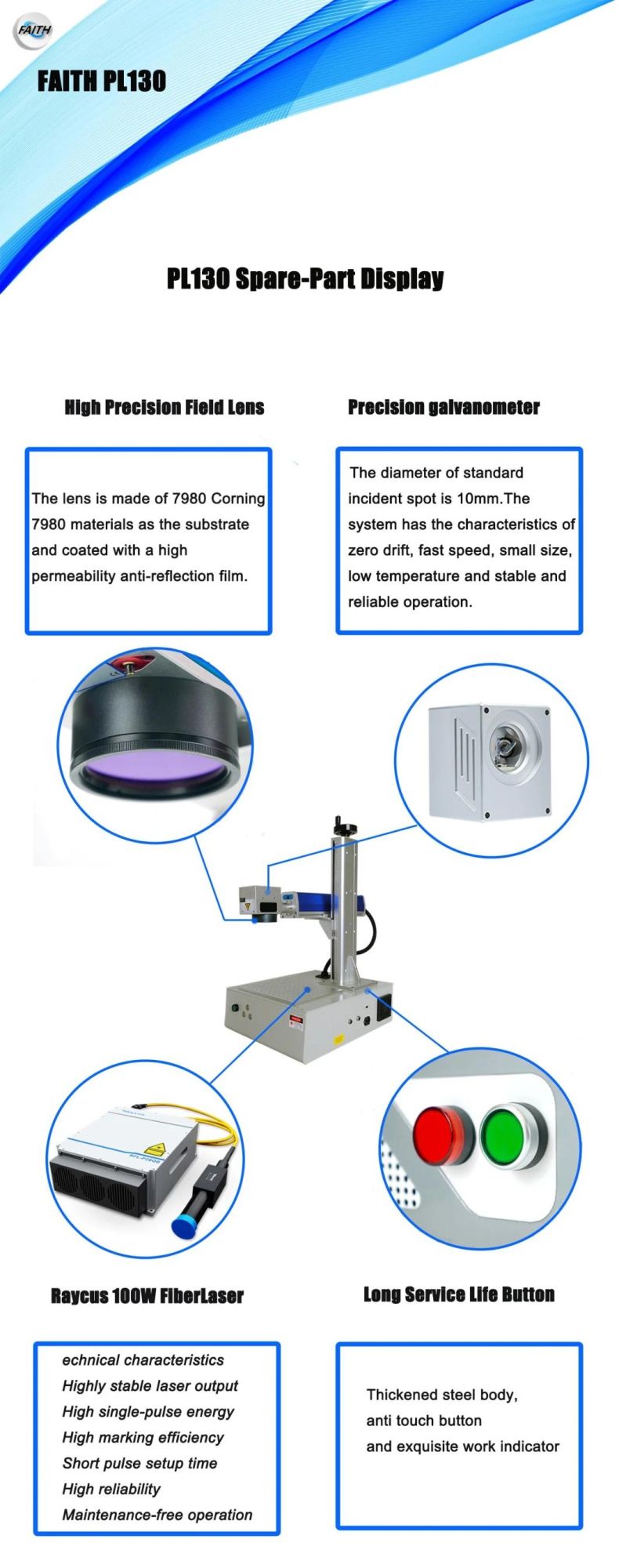 Faith Fiber Laser Marking Machine Price 50W for Sale