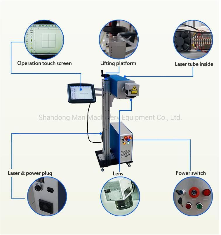 Mini 30W Flying Fiber Laser Marking Machine with Conveyor Belt