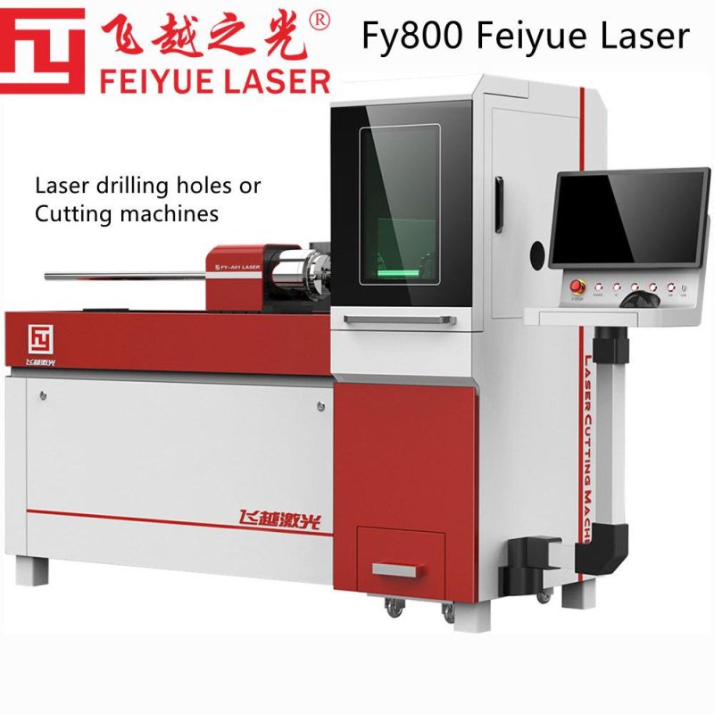 Fy800 Feiyue Laser 1000/1500 Watts Laser Drilling Holes or Cutting Machine for Making Sheet Pipe Metal Carbon Stainless Steel Steel Aluminum Copper Titanium
