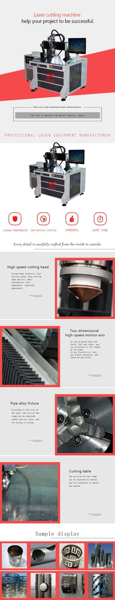 500W Fiber Laser Tube Cutting Machine for Small Tubes