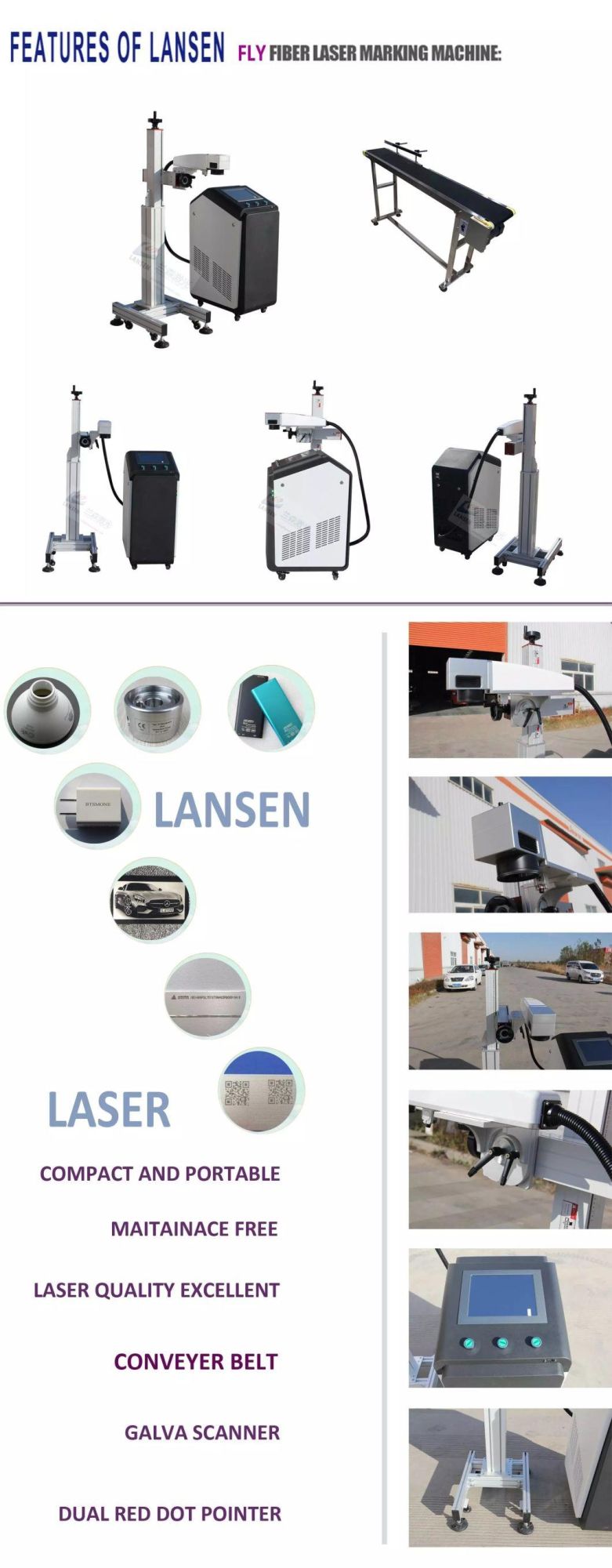 Industrial 50W Flying Fiber Laser Logo Date Engraving Marking Machine
