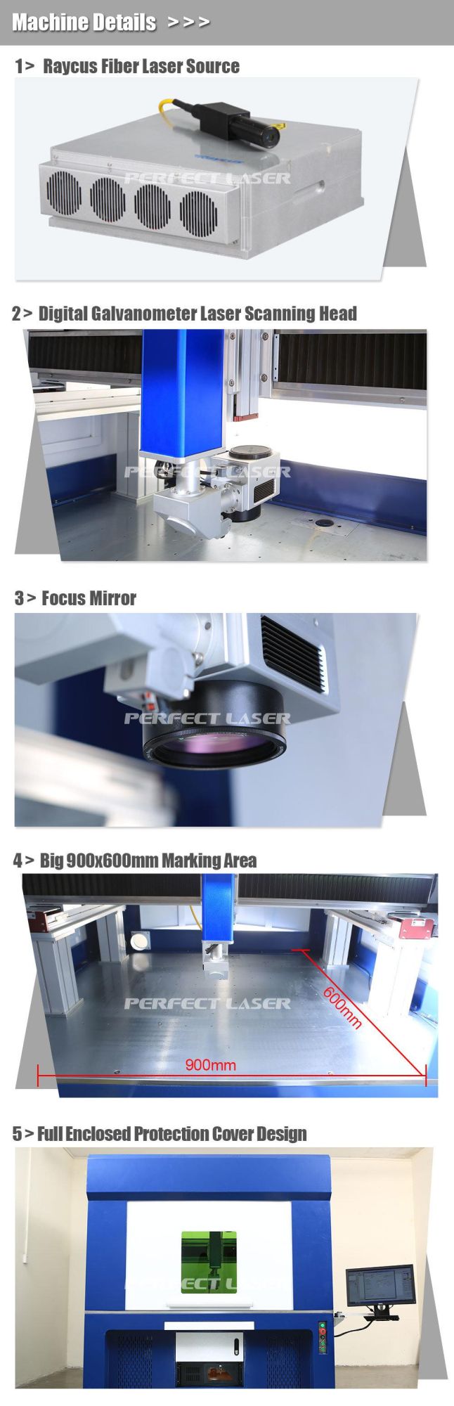 Large Format Enclosed 50W 100W Metal Fiber Laser Marking Machine