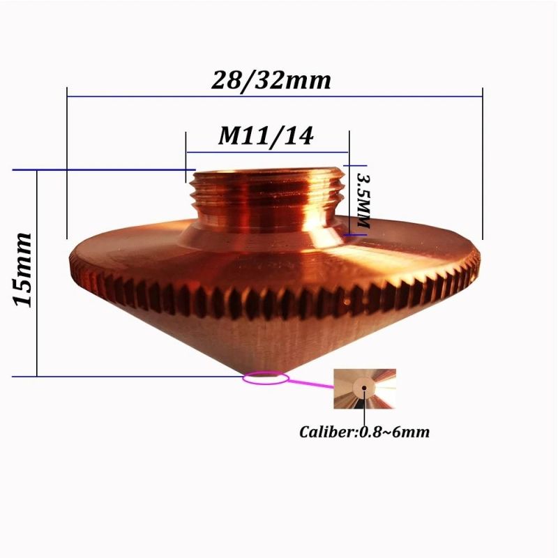Yutai Nozzles Dia. 28/32mm Caliber 0.8 - 6.0mm Single /Double Layers Laser Nozzle for Laser Cutting