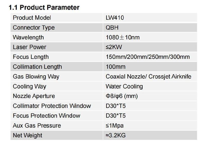 Ospri Lw410 Hand-Held Welding Laser Head for Laser Welding Machine