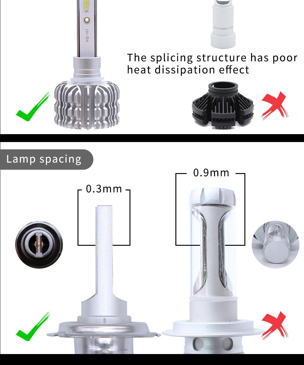 LED Headlight K1 H13 9005 Hb3 9006 Hb4 LED H4 Car Bulb 6500K Csp Chip 50W 8000lm